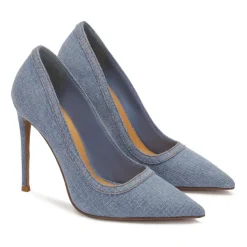 Blaue Denim-Stoffpumps