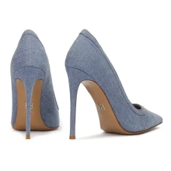Blaue Denim-Stoffpumps
