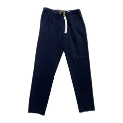 Blaue Hose mit elastischem Bund und gepresstem Saum