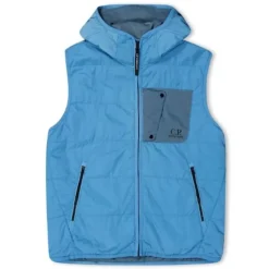 Blaue Jacke mit Kapuze und Logo