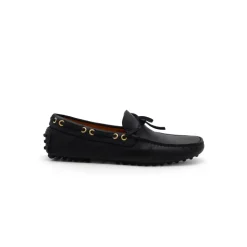 Blaue Leder-Mokassin-Flats