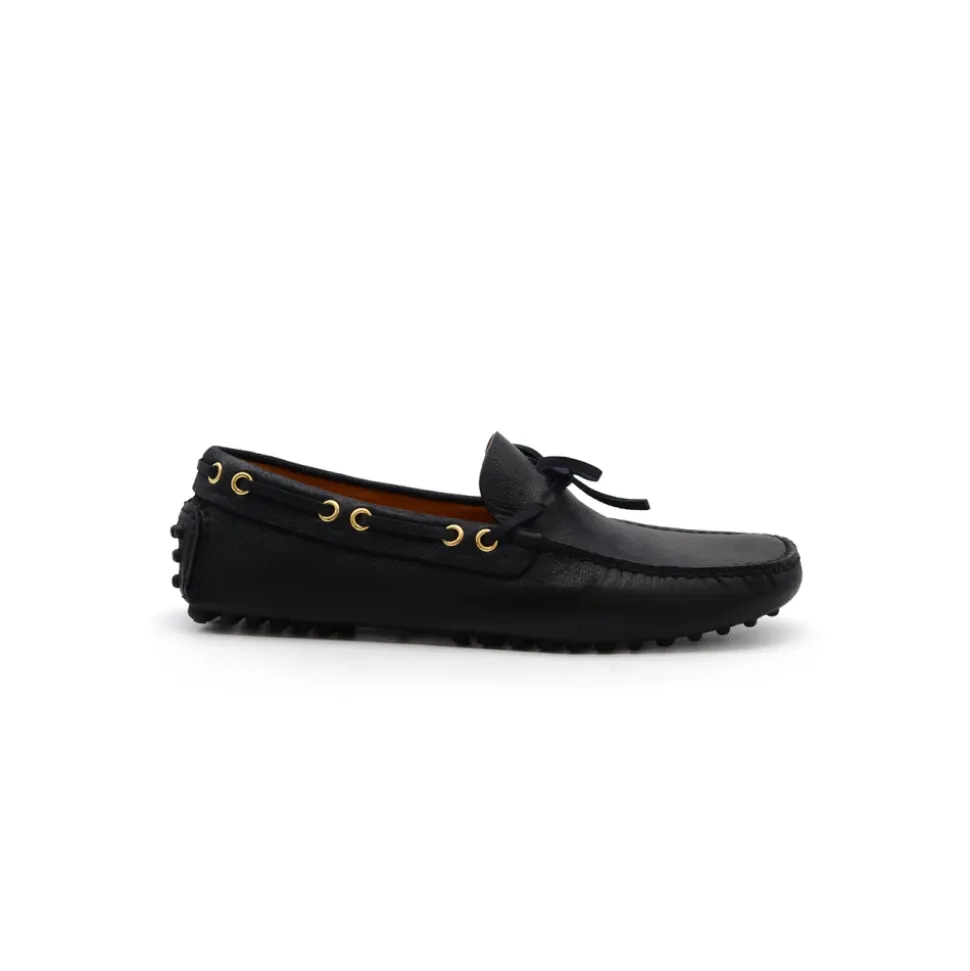 Blaue Leder-Mokassin-Flats
