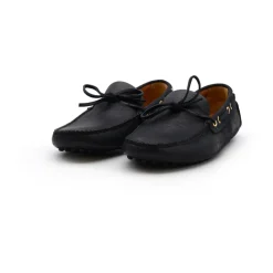 Blaue Leder-Mokassin-Flats