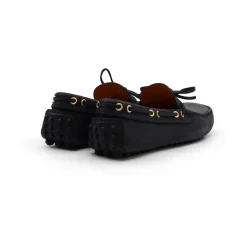 Blaue Leder-Mokassin-Flats