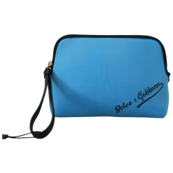 Blaue Logo-Print-Handtasche Leopardenmuster Kulturbeutel