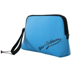 Blaue Logo-Print-Handtasche Leopardenmuster Kulturbeutel