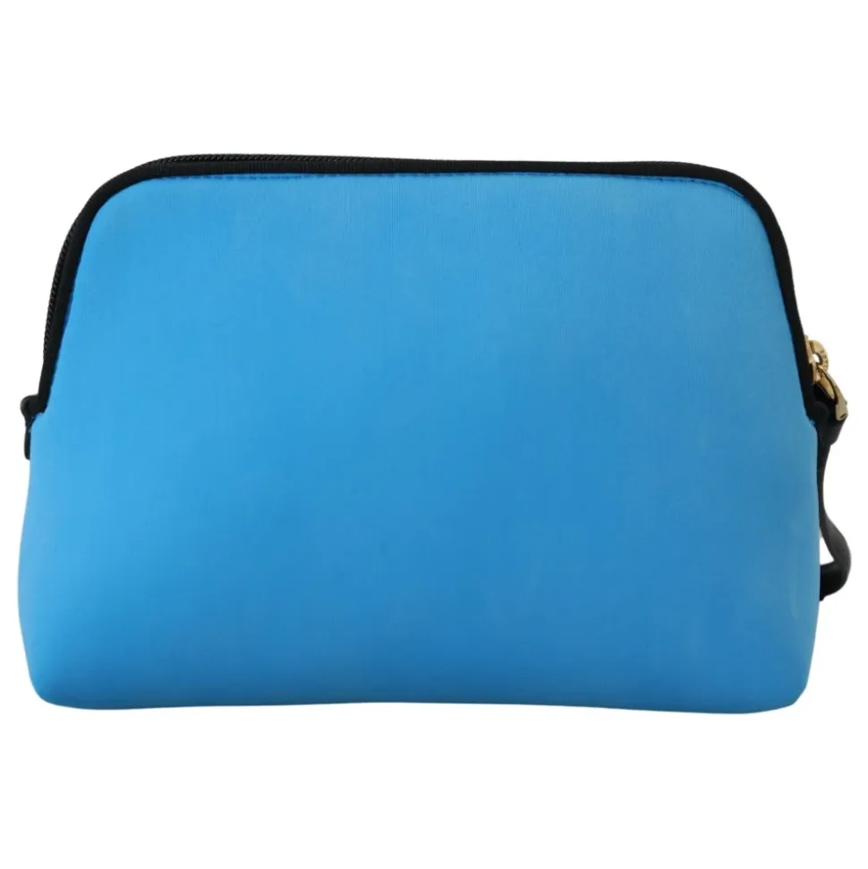 Blaue Logo-Print-Handtasche Leopardenmuster Kulturbeutel