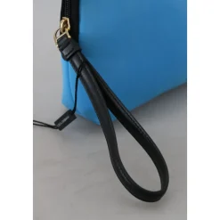 Blaue Logo-Print-Handtasche Leopardenmuster Kulturbeutel