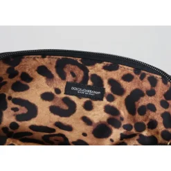 Blaue Logo-Print-Handtasche Leopardenmuster Kulturbeutel
