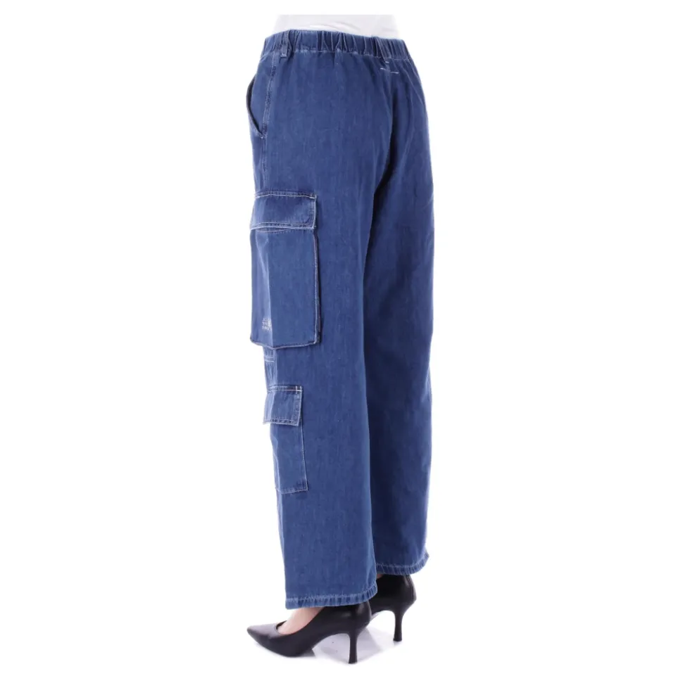 Blaue Reißverschluss-Jeans mit Taschen