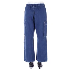 Blaue Reißverschluss-Jeans mit Taschen