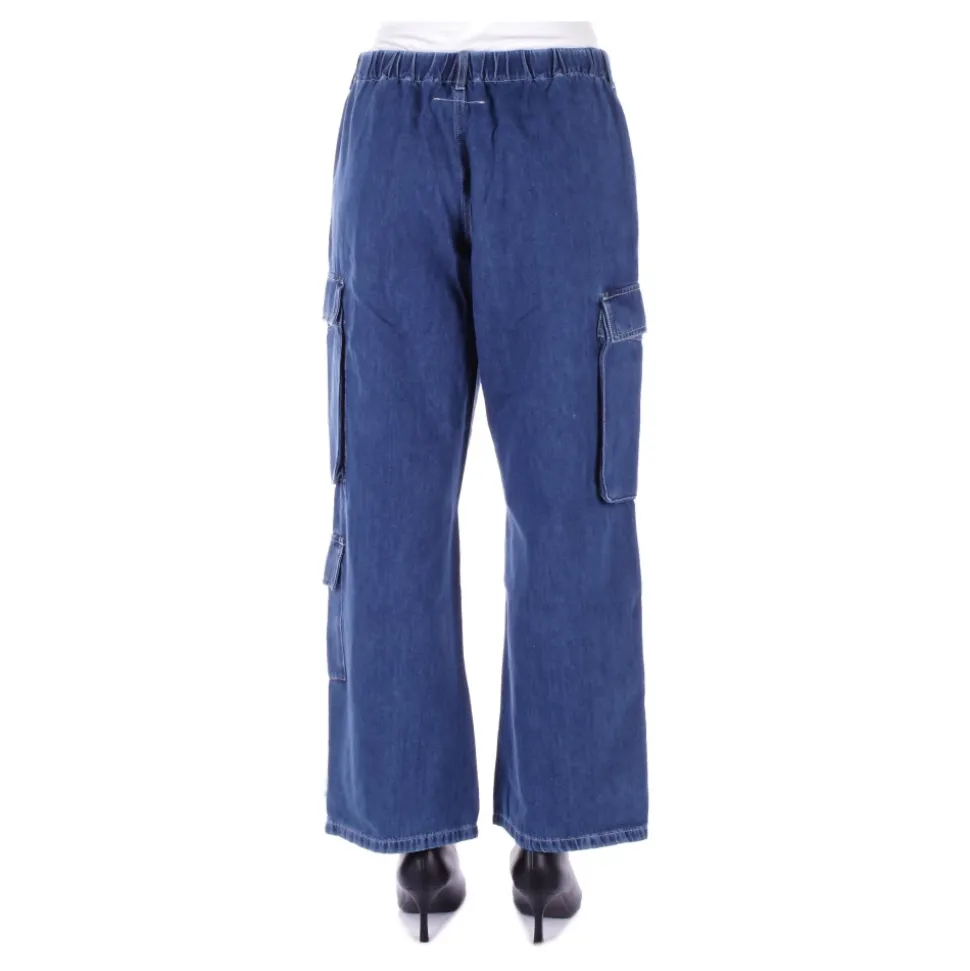 Blaue Reißverschluss-Jeans mit Taschen
