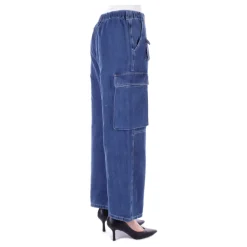 Blaue Reißverschluss-Jeans mit Taschen