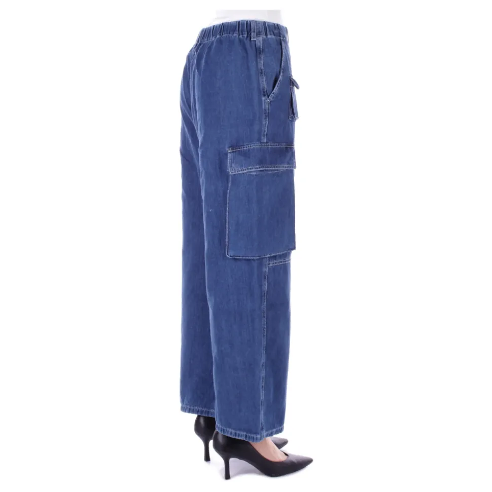 Blaue Reißverschluss-Jeans mit Taschen
