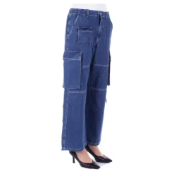 Blaue Reißverschluss-Jeans mit Taschen