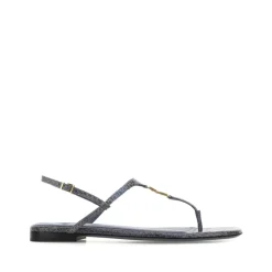 Blaue Seiden- & Nylon-Sandalen