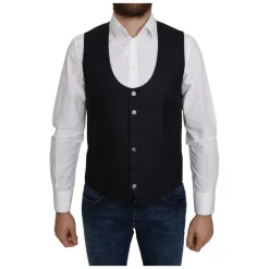 Blaue Seiden Rombenmuster Formale Weste
