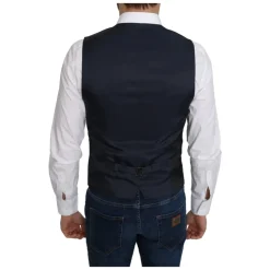 Blaue Seiden Rombenmuster Formale Weste