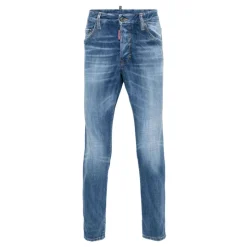 Blaue Skinny Jeans aus Denim mit Distressed-Details