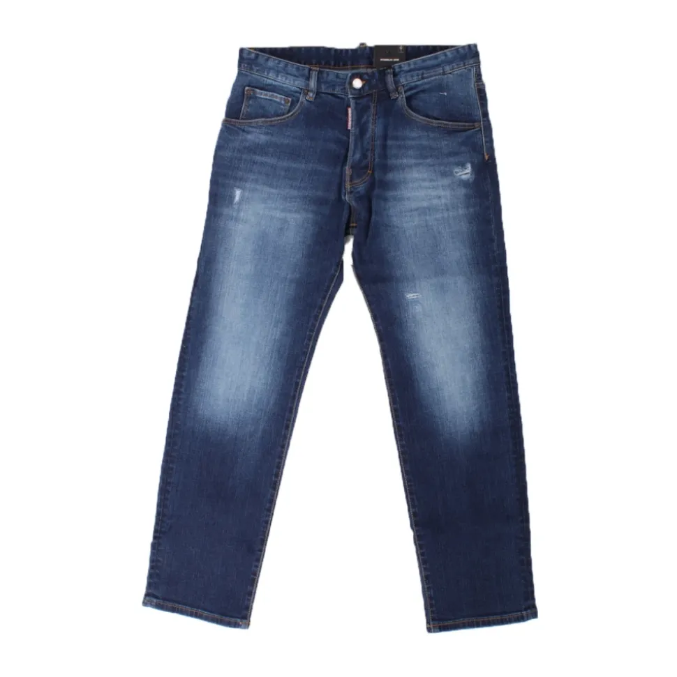 Blaue Unisex Jeans mit Reißverschluss und Knopfverschluss