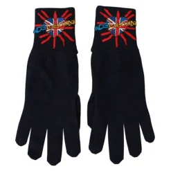 Blaue Virgin Wool Unisex Statement Handschuhe