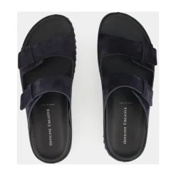 Blaue Wildleder Pantoletten