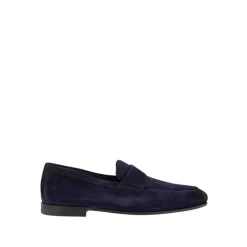 Blaue Wildleder Penny Loafers Eleganter Stil