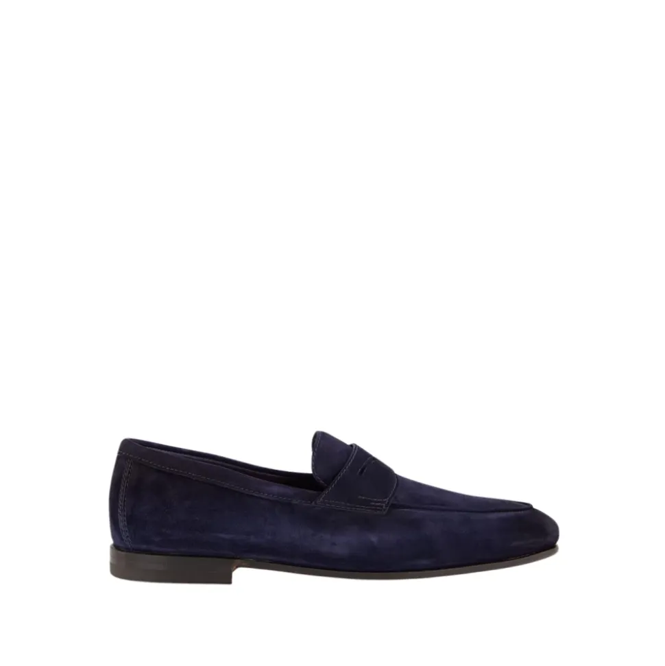 Blaue Wildleder Penny Loafers Eleganter Stil