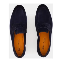 Blaue Wildleder Penny Loafers Eleganter Stil