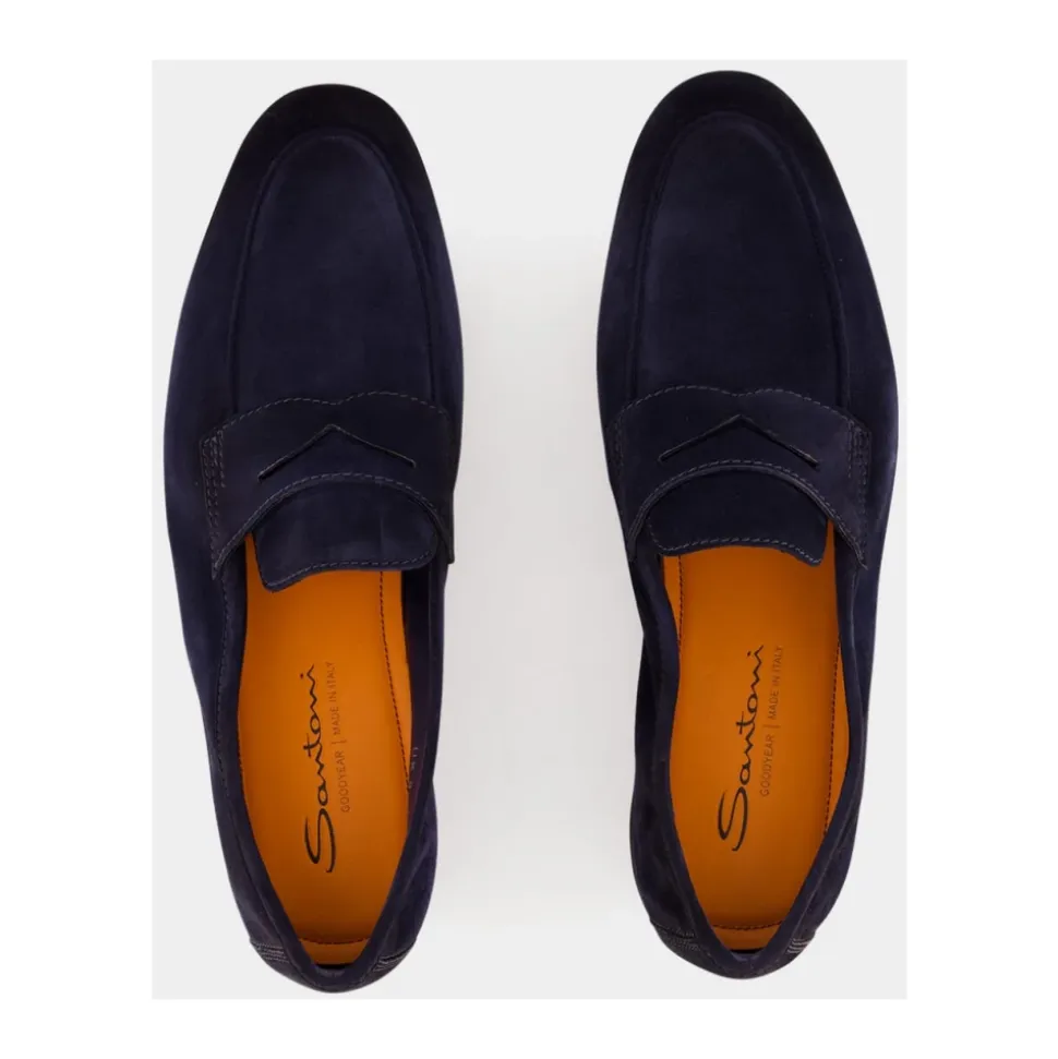 Blaue Wildleder Penny Loafers Eleganter Stil