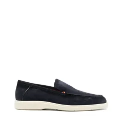 Blaue Wildleder Slip-On Flache Schuhe
