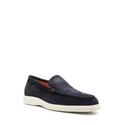 Blaue Wildleder Slip-On Flache Schuhe