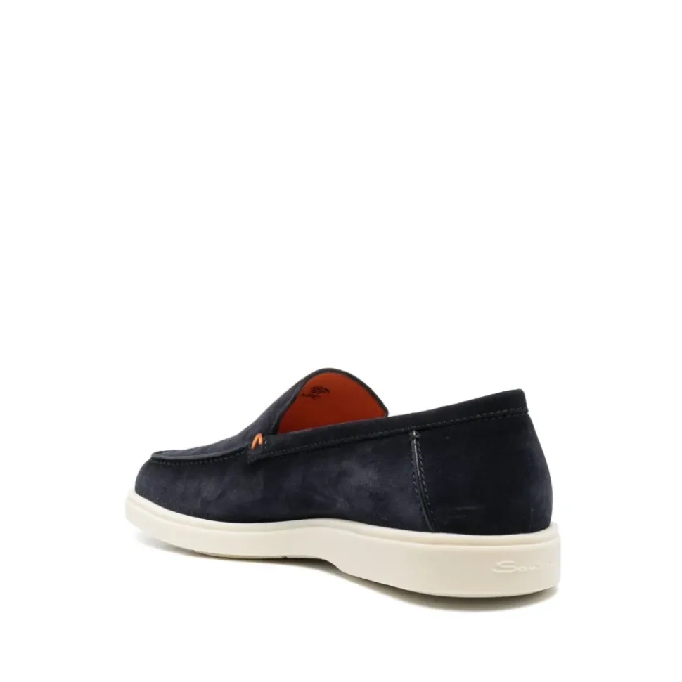 Blaue Wildleder Slip-On Flache Schuhe