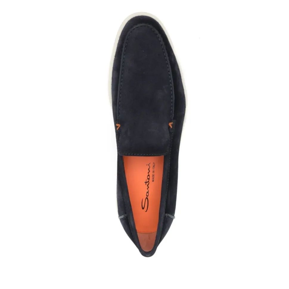 Blaue Wildleder Slip-On Flache Schuhe