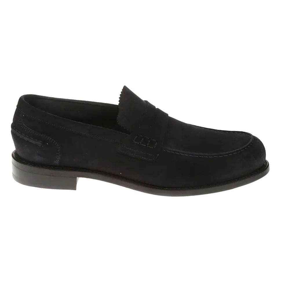 Blaue Wildleder-Loafer mit Ledersohle