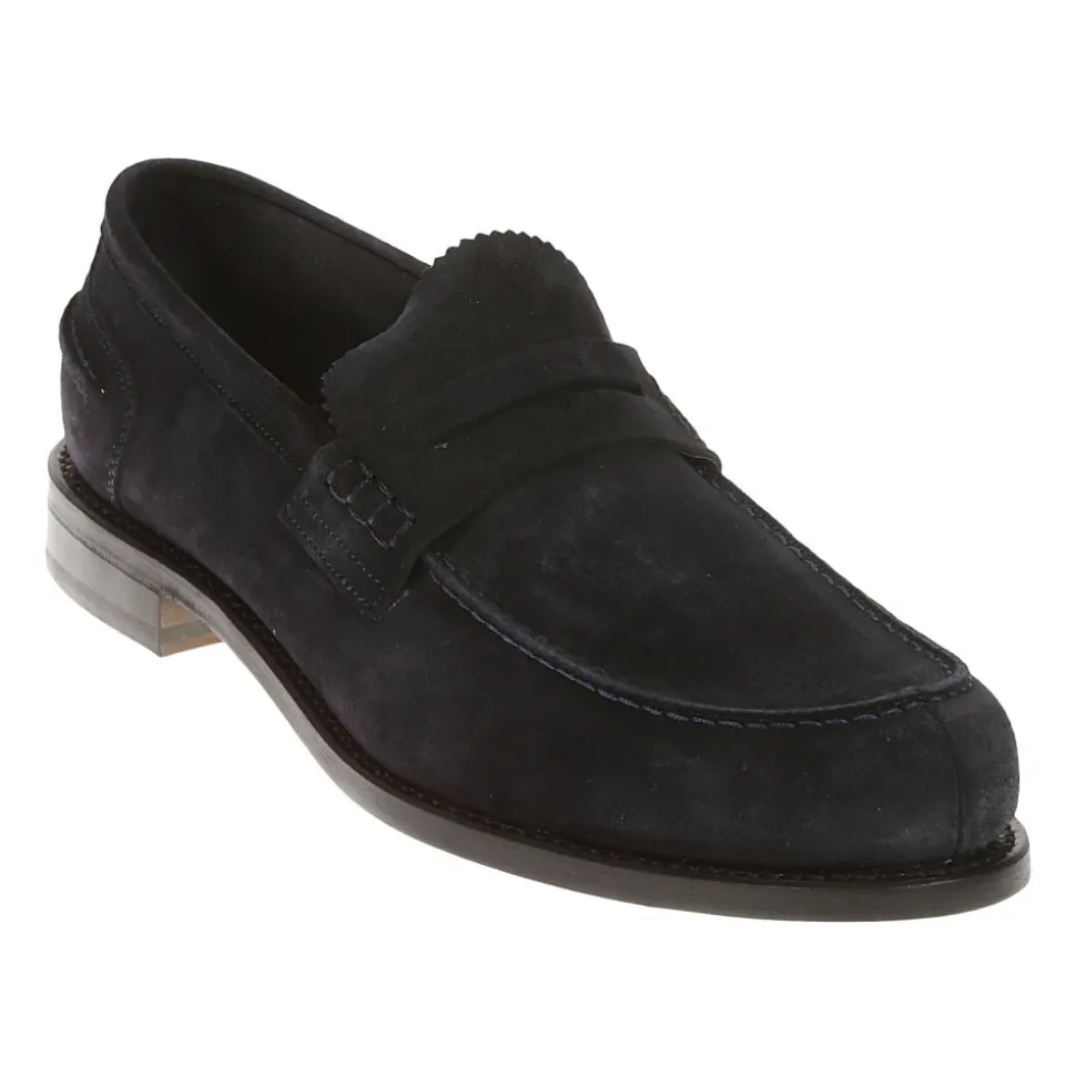 Blaue Wildleder-Loafer mit Ledersohle