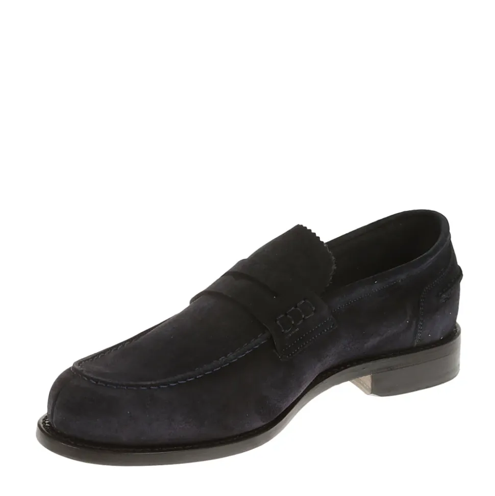 Blaue Wildleder-Loafer mit Ledersohle
