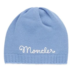 Blaue Wollmütze Mädchen Logo Stickerei