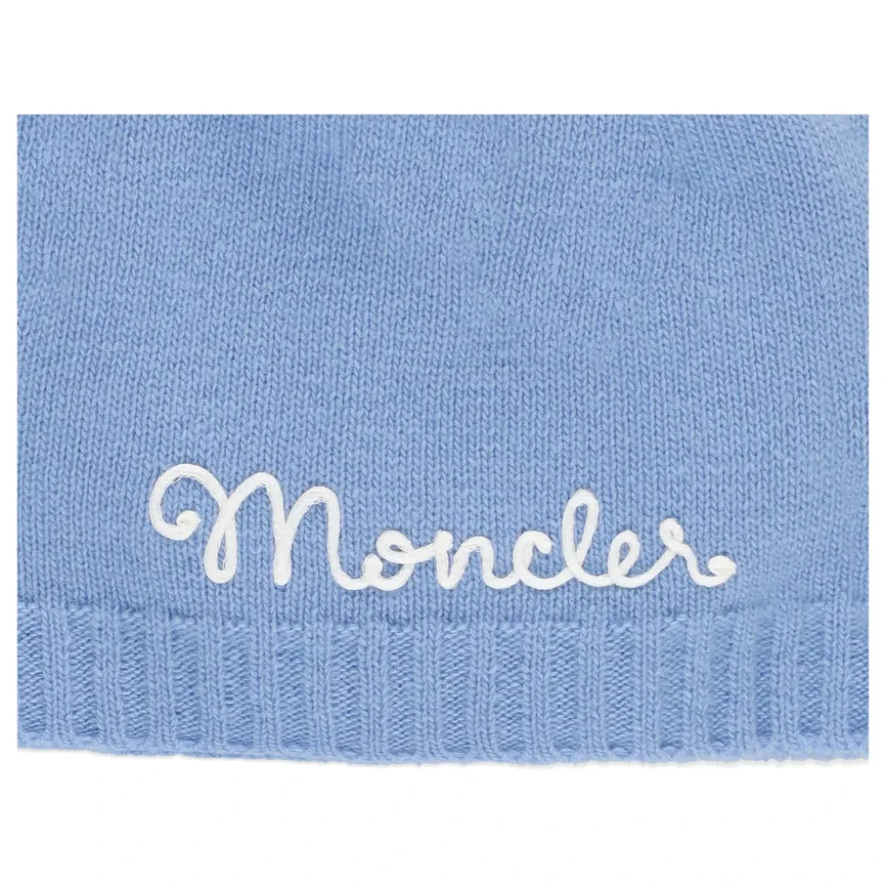 Blaue Wollmütze Mädchen Logo Stickerei