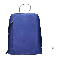 Blauer Leder Rucksack mit Verstellbaren Riemen