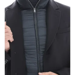 Blauer Mantel mit Abnehmbarer Bib