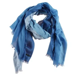 Blauer Seidenfransenschal
