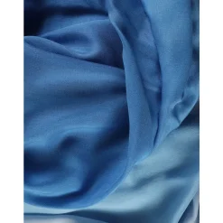 Blauer Seidenfransenschal