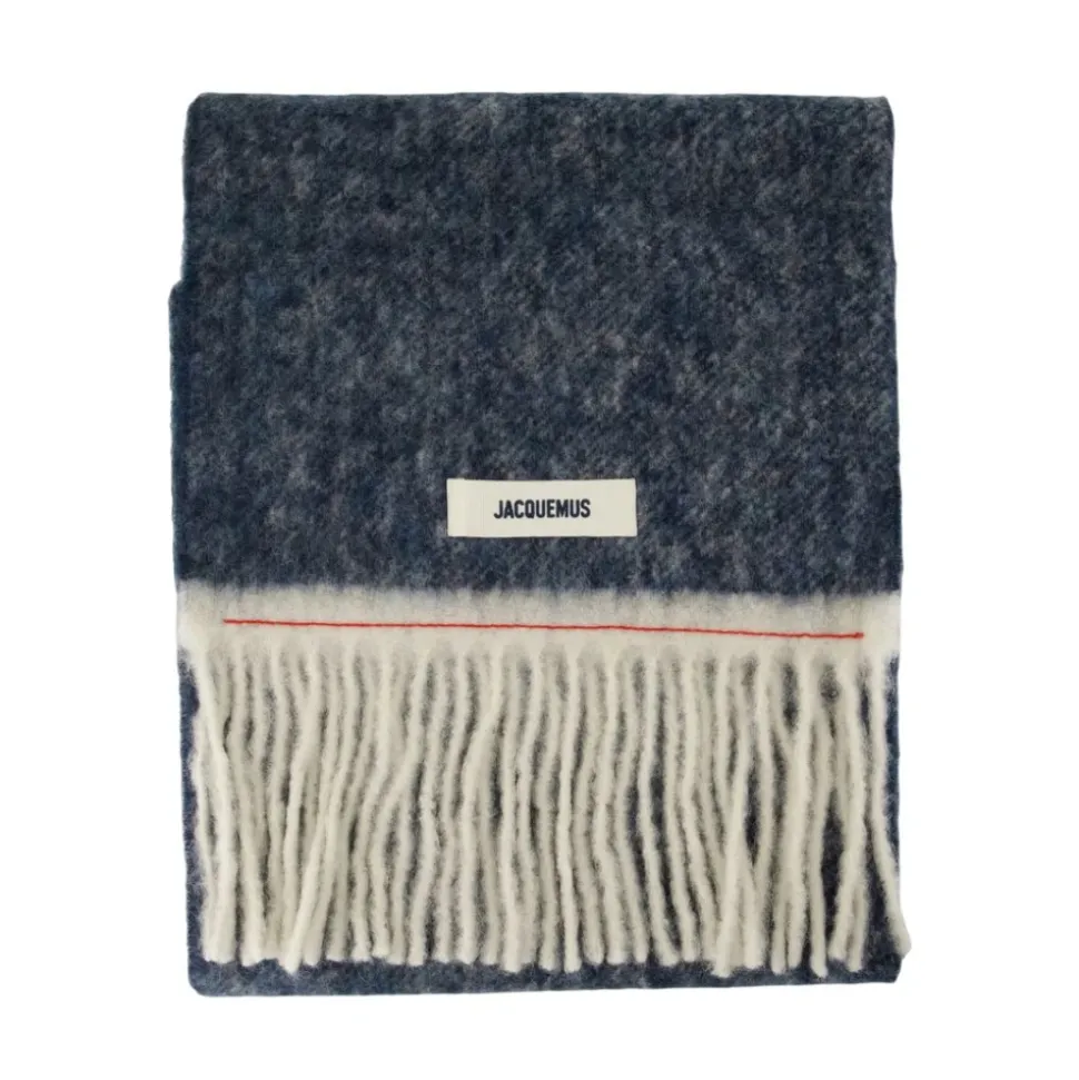 Blauer Wollschal - Mohair
