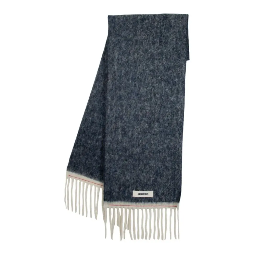Blauer Wollschal - Mohair