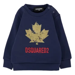 Blaues Baumwoll-Sweatshirt mit Ahornblatt