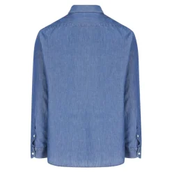 Blaues Denim-Hemd mit gesticktem Logo
