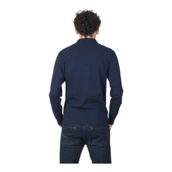 Blaues Paris Langarm Baumwollpolo