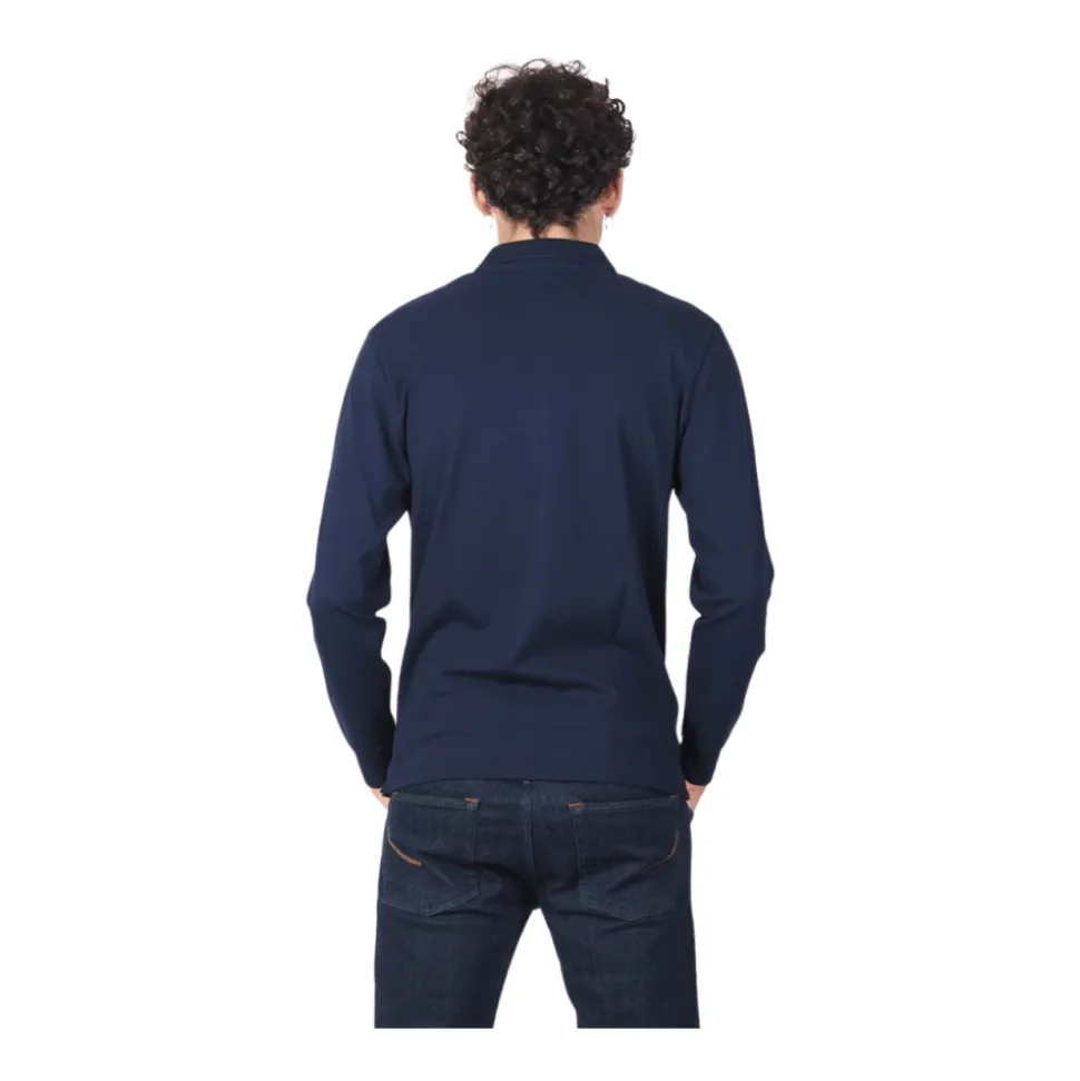 Blaues Paris Langarm Baumwollpolo