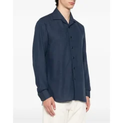 Blaues Regular Fit Hemd Made in Italy